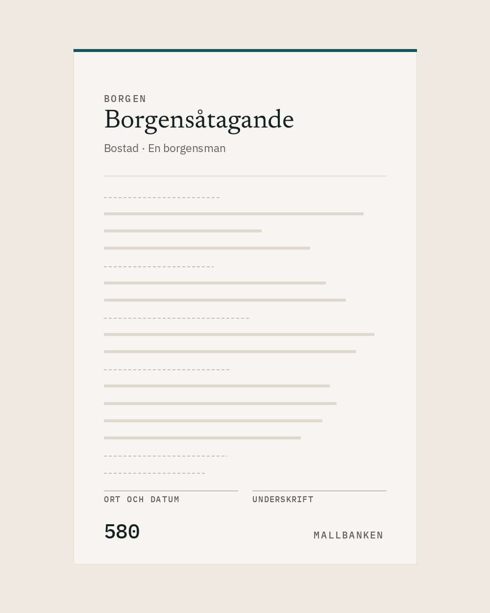 Mall 580 - Borgensåtagande » Bostad » En borgensman