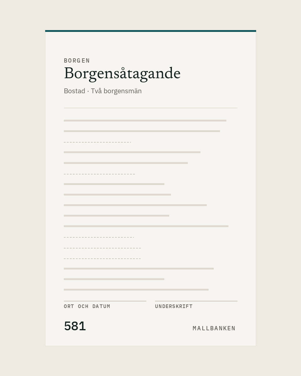 Mall 581 - Borgensåtagande » Bostad » Två borgensmän